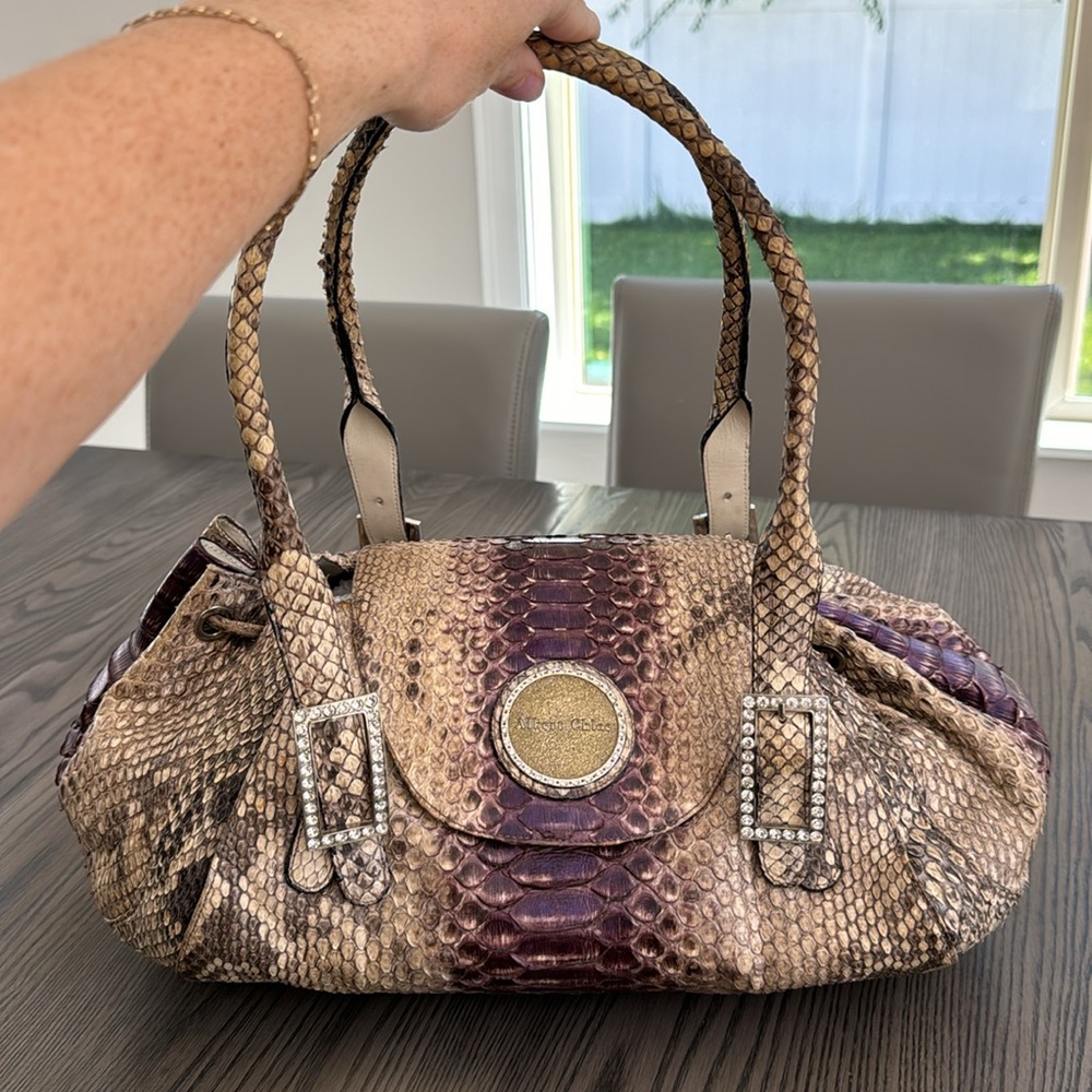 Albert Chloe Metallic Python Bag - image 3